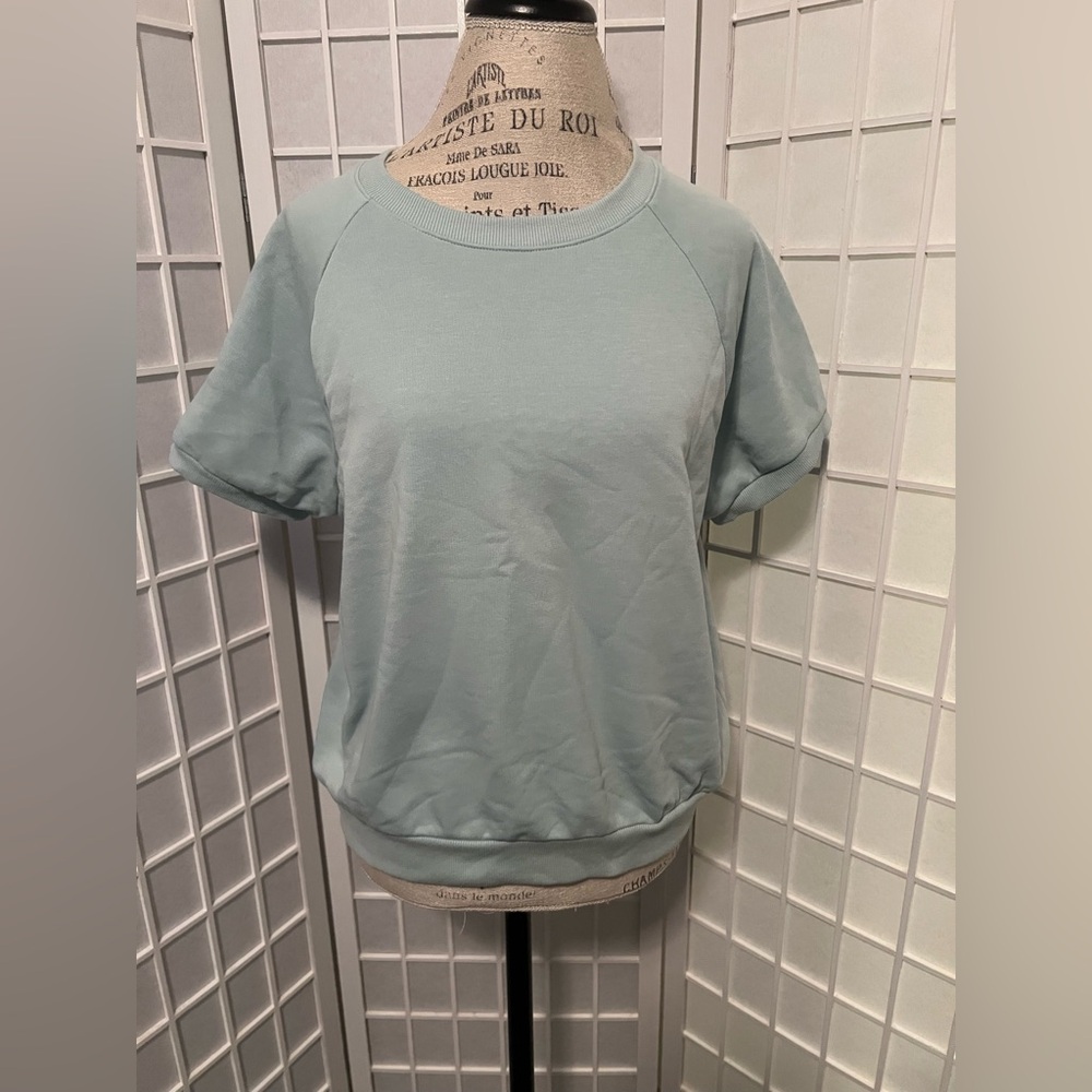 Women's Short Sleeve Pullover Top - Light Blue